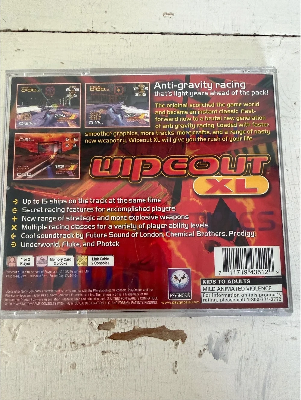 Wipeout XL PlayStation 1 PS1 Racing Video Game Complete Case and Disc